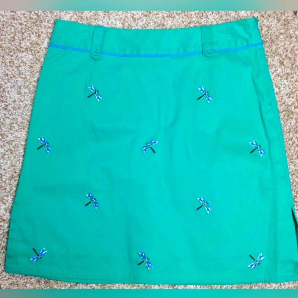 Charter Club Women's Golf Collection Green Dragonfly Skort Sz 14
